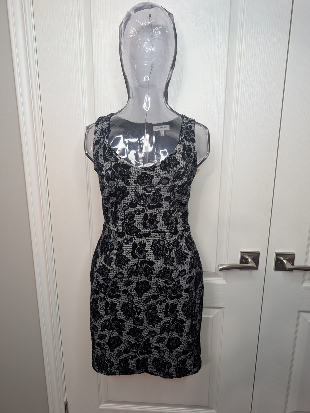 Monteau Black Floral Lace-Style Tank Dress